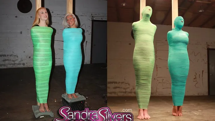 Sandra Silvers - Please Tie Me Up - Halloween Sees The Mummies, Live! Behind-the-scenes, All On-Screen! Complete Mummification of 2 Gals, Sandra Silvers & Ariel Anderssen, Only Noses & Feet Exposed! Mobile Streaming SD MP4 file