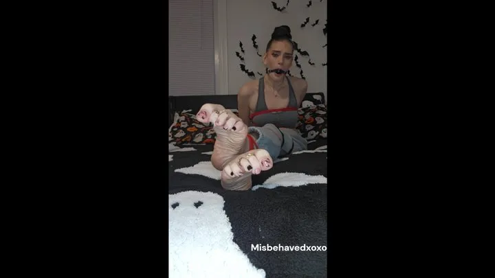 Misbehavedxoxo - Bound & gagged so my struggles cannot be heard. Struggling hard to escape without success.
