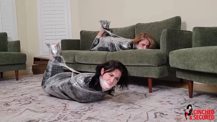 Cinched And Secured - Alba and Tilly - Double Crossed Dommes get Bound, Gagged and Wrapped! (WMV Format)