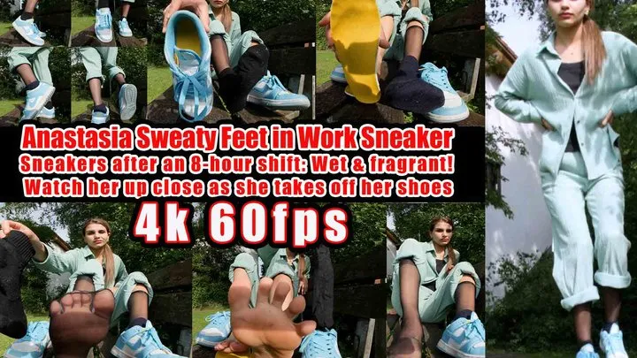 Vr Feet Clips - Eating Girls Clips - 4K 60 fps | Anastasia's seductive world - Barefoot, in Nylons or Socks! In this breathtaking video, she shows you her worn-out Nike Dunks, which she wears for hours at work as a waitress