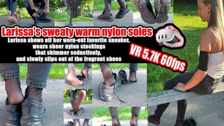 Vr Feet Clips - Eating Girls Clips - VR 3D 5,7k 60FPS | Larissa's Stinky Sneakers, let yourself be enchanted by her worn-out favorite sneakers and her wafer-thin, sweat-soaked nylon feet!