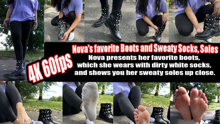 Vr Feet Clips - Eating Girls Clips - 4K 60fps | Nova presents her favorite boots, which she wears with dirty white socks, and shows you her sweaty soles up close.