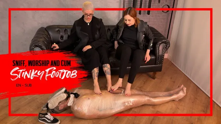 Nara`s Footjob - Nara and Lizzy mummify their foot slave with sneakers on his face and make him cum (1080 EN-sub) Footjob - Foot Smelling - Foot Fetish - Foot Domination - Stinky Feet - Foot Odor