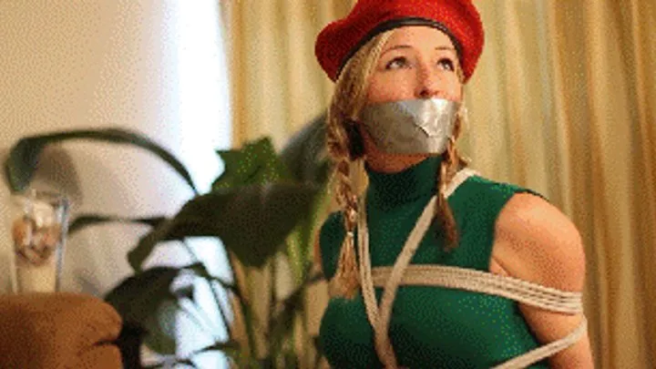 Hollyrope Omega - Amanda Kent as Cammy from Street Fighter captured, tied, gagged