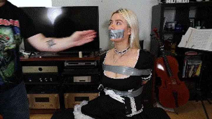 Hollyrope Omega - Angelica Coralvine the French maid of an eccentric rockstar gets tightly tied up and gagged as punishment for not cleaning up perfectly