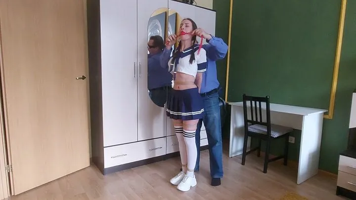Bondage Dreams - Ness_Bondage school-girl_Gagging_Hopping_Tr7_Tel_Part 1