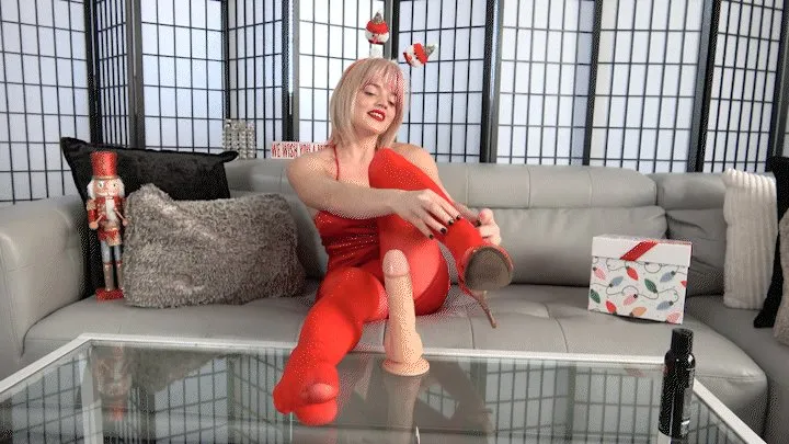 The Foot Fantasy!!! - MERRY CHRISTMAS WITH SAGE PILLAR IN RED PANTYHOSE