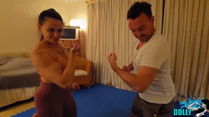 Dolly Movies - Wrestling and armwrestling _Dolly vs a tall man