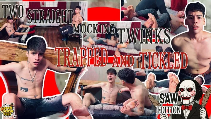 Str8crushfeet - David and Jerry - two straight mocking twinks trapped and tickled - Saw edition