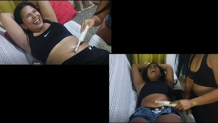Ninosticklingstudio - Full video: Tickling the navel and abdomen: Vilma and Dani