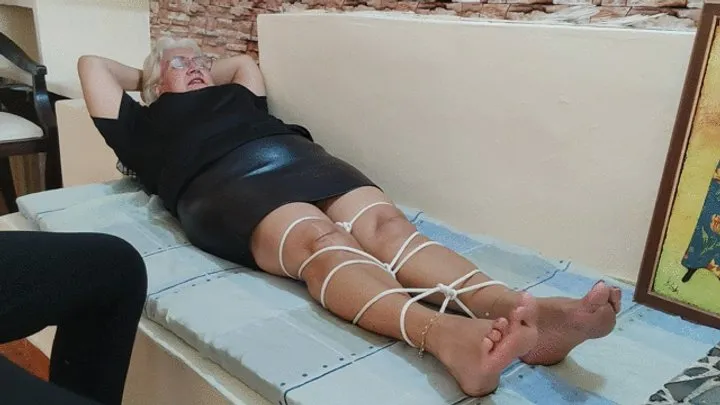 Goddess Foot Fetish - Angelin bound hand and foot gets lots of tickling on her soles (1)