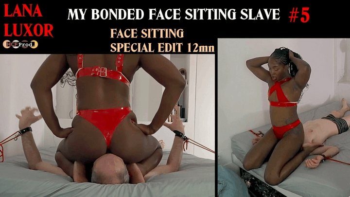 Squeeze N Smother - LANA LUXOR in sexy RED PVC BIKINI SITS on the FRENCH SLAVE's FACE (ASS SMOTHER edit) HD 1080p