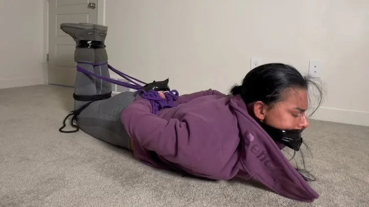Temptress Lexa - Extreme Bondage Hogtie & Tape Gag: Struggling Escape Challenge