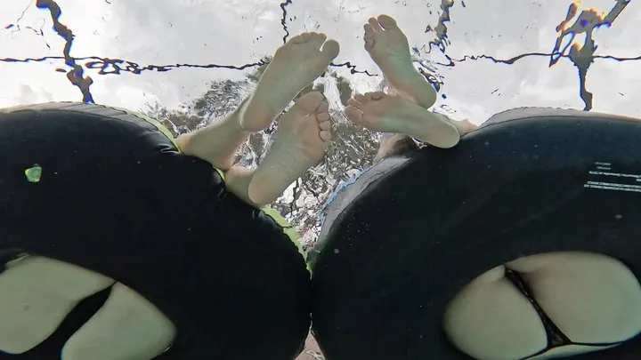 Princess Nathalia - Pool Foot Play with Mia and Nathalia