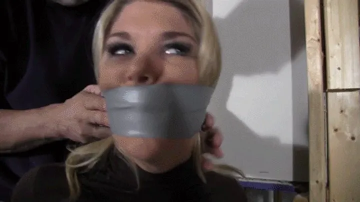 Bound Girdled And Gagged - d2511CARISSA-Left gagged and taped to a pole with her big tits out