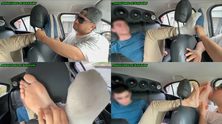 Sensations Of Pleasure - Sexy Young Latino Darcy Tickled and Worshiped In The Car