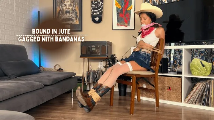 Aria Nicole - Cowgirl Bound By Jute, Gagged With Her Own Bandanas Feat Aria Nicole and Nyxon 4K