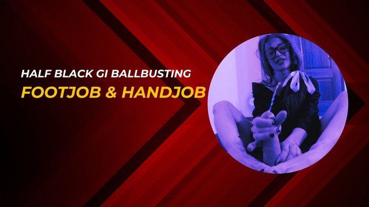 Martial Fetish - Half black gi ballbusting footjob and handjob
