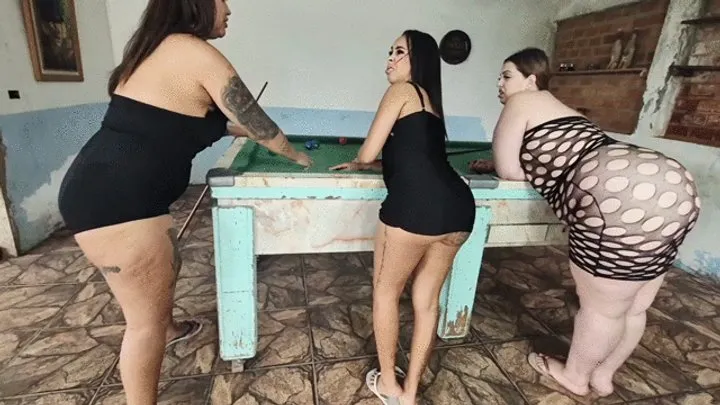 Babiventurafetish - Super triple fart on our losing slave at billiards!! By Britney Hunter, Bella Cruel, Babi Ventura and Monique part 1