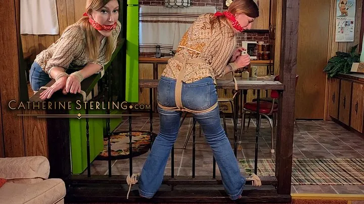 Catherine Sterling - 1970s Flower Chick Catherine Kicks Off Her Heels to Feel Grass Beneath Her Bare Feet - Finds Herself Fettered in a Tough Tip-Toes Rope Tie in a Tucked Away Trailer! HD MP4 file format