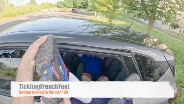 Tickling French Feet - Nathan tickled in the car POV (mobile)