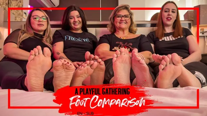 Mistress Nara Neveu - Nara, Ju, Juliette and Calidoe: A Playful Foot Comparison (720 EN-sub) Foot Fetish - Soles - Size Comparison - Toe Nails - Barefoot - POV Feet