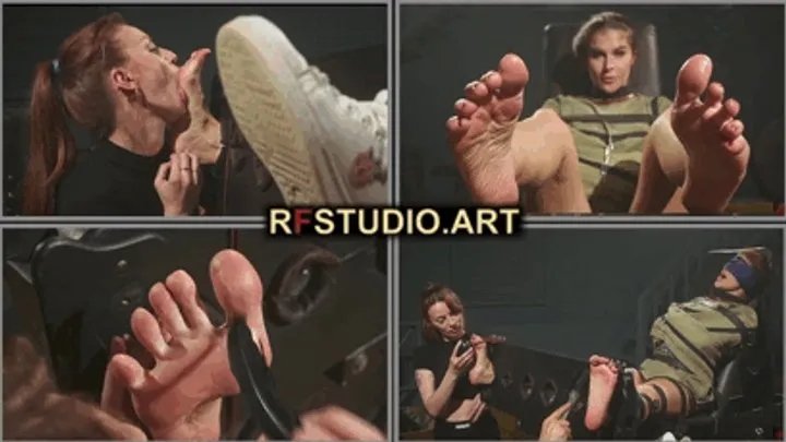 Rf Studio Production - Pandora - Foot Tickled in Straitjacket and Stocks by Brittany and John (UHD 4K MP4)