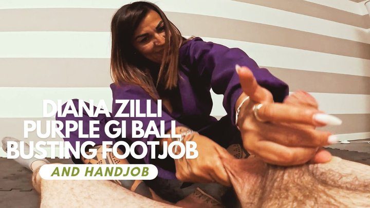 Martial Fetish - Diana Zilli purple gi ballbusting footjob and handjob