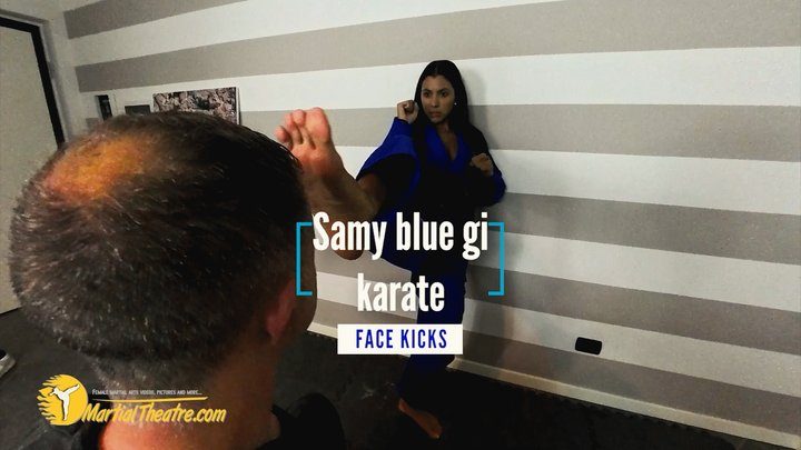Martial Fetish - Samy blue gi karate face kicks