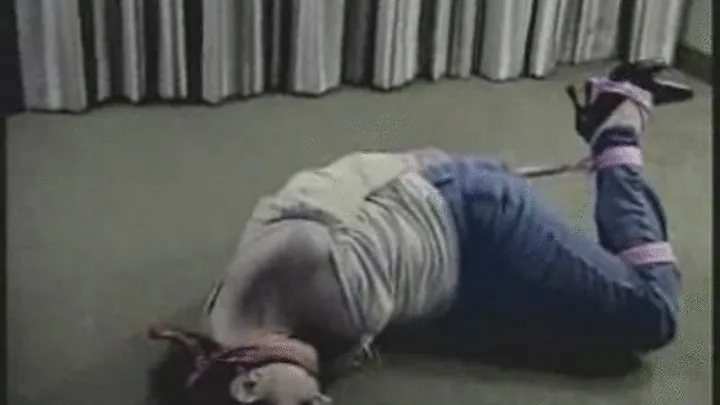 Tucsontied - Kobe Lee HogTied & Cleave Gagged In Jeans and Heels On The Floor!