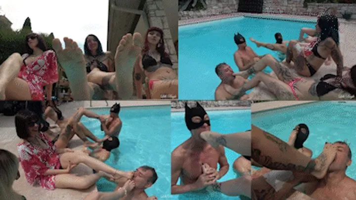 Lilli Bayle Domination Lifestyle - LILLI BAYLE, AMARENA, GEA & CLEO - Foot worship in the pool