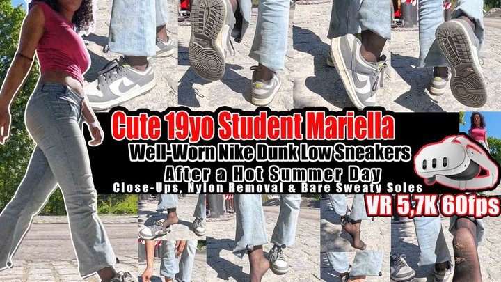 Vr Feet Clips - Eating Girls Clips - VR 3D 6K 180 60 fps | Cute 19yo Student Mariella Teases with Her Well-Worn Nike Dunk Low Sneakers, Sweaty Sheer Nylons, Stinky Feet After a Hot Summer Day – Extreme Close-Ups, Nylon Removal & Bare Sweaty Soles Worship