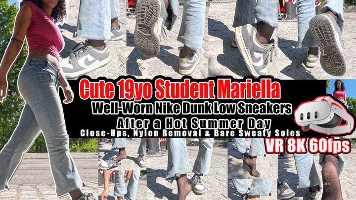 Vr Feet Clips - Eating Girls Clips - 4k | Cute 19yo Student Mariella Teases with Her Well-Worn Nike Dunk Low Sneakers, Sweaty Sheer Nylons, Stinky Feet After a Hot Summer Day – Extreme Close-Ups, Nylon Removal & Bare Sweaty Soles Worship