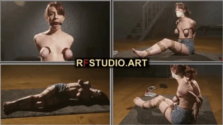 Rf Studio Production - Brittany - Tight Ropes, Tied Breasts, Stuffed Mouth and Tape Gag (FULL HD MP4)