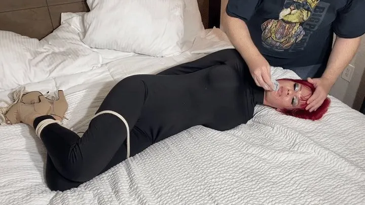 Bound And Gagged Damsels - Samantha Sinz: Bondage in Black Bodysuit, Part 1, Camera 2