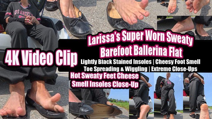 Vr Feet Clips - Eating Girls Clips - 4k - Larissa’s Super Worn Sweaty Barefoot Ballerina Flats | Real Daily Worn Shoes | Lightly Black Stained Insoles | Cheesy Foot Smell | Toe Spreading & Wiggling | Extreme Close-Ups 4K + VR6K | Real Daily Worn Shoes