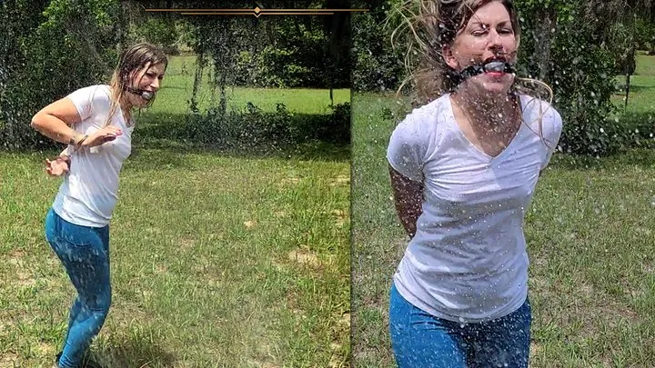 Catherine Sterling - POV as Personal Trainer to PAWG THOT Catherine Sterling - Hand & Ankle Cuffed, Ballgagged Self Bondage Hopping Hosedown in a Splash of Water Bondage Motivation! HD MP4 Flie Format