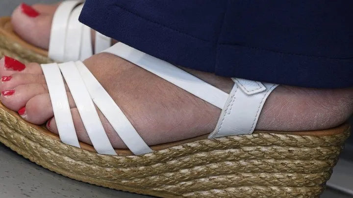 Footfetishamateur - Hot foot fetish admiration. Cute toes and red polish nails, suckable sexy heel with sandals, skin feet over view
