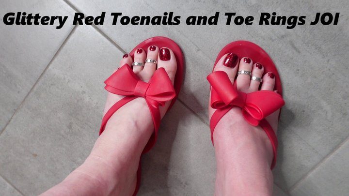 Deanna's Clip Store - *1280x480* Glittery Red Toenails and Toe Rings JOI MP4