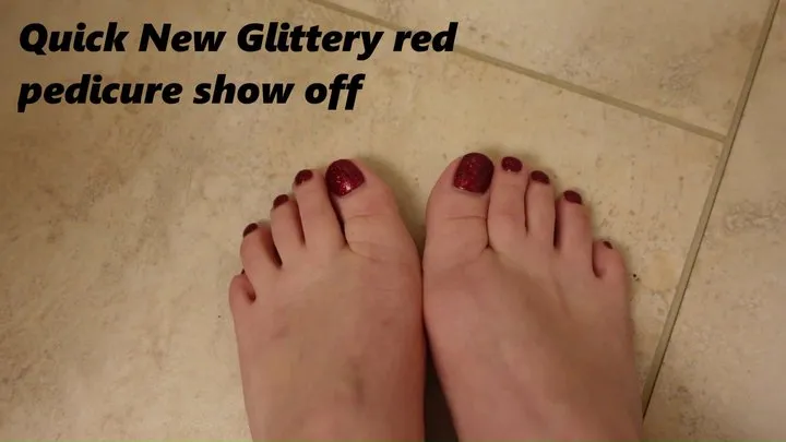 Deanna's Clip Store - *1280x480* Quick New Pedicure Show Off Glittery Red Toenails MP4