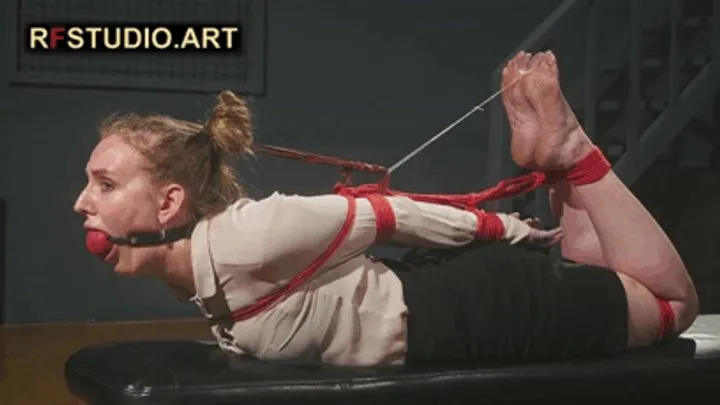 Rf Studio Production - Katrina - The Secretary in Tight Hogtie with Red Ropes and Huge BallGag (UHD 4K MP4)