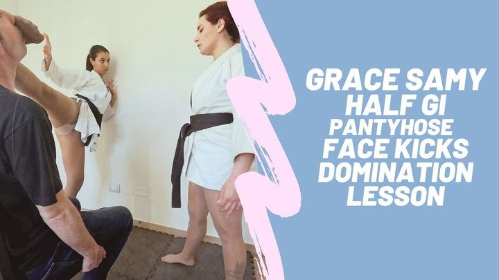 Martial Fetish - Grace and Samy half gi patyhose face kicks domination lesson