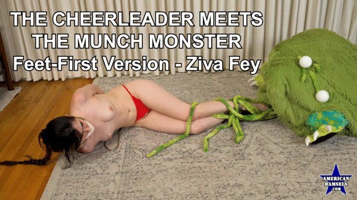 American Damsels By Jon Woods - The Cheerleader Meets The Munch Monster - Feet-First version - WMV
