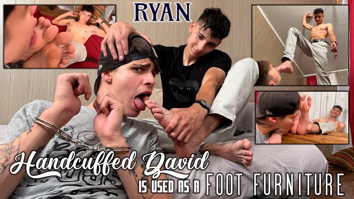 Str8crushfeet - Ryan uses handcuffed David as his foot furniture for his long slim soles
