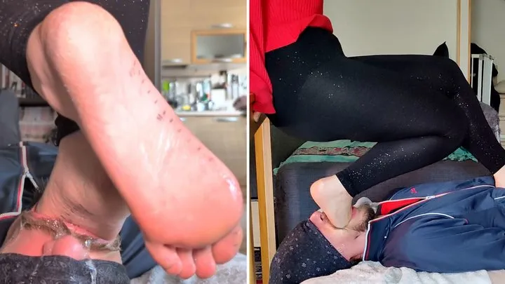 Miss Zetamoon - Deep feet challenge with squatting in throat, mouthfuck and timed cum test
