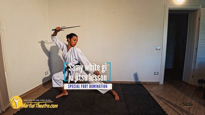 Martial Fetish - Samy white gi ju jitsu lesson foot domination
