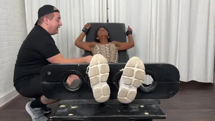 Ticklishchicks - Tickling Lady Phoenix in the Tickling Chair's Stocks While She Laughs and Fights Back