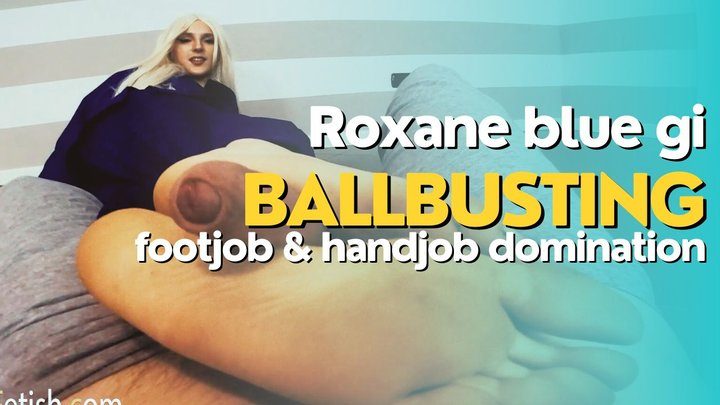 Martial Fetish - Roxane blue gi ballbusting footjob and handjob dominatio