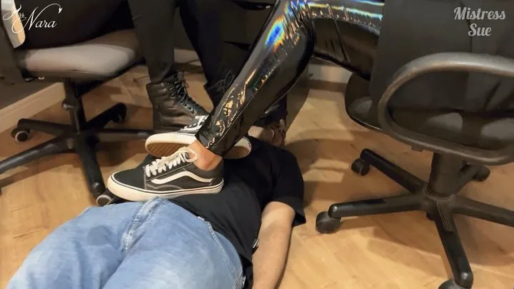 Nara Foot Domination - Nara and Sue teach their trainee a lesson he`ll never forget (720 EN-sub) - Foot Domination - Foot Humiliation - Foot Slave - Female Domination - Work Humiliation