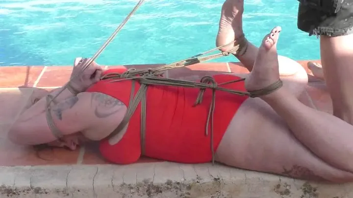 Supertight Bondage Challenges - The Spain Files - Special Hogtie by the Pool for Busty Bettine - Part 2 mp4 HD